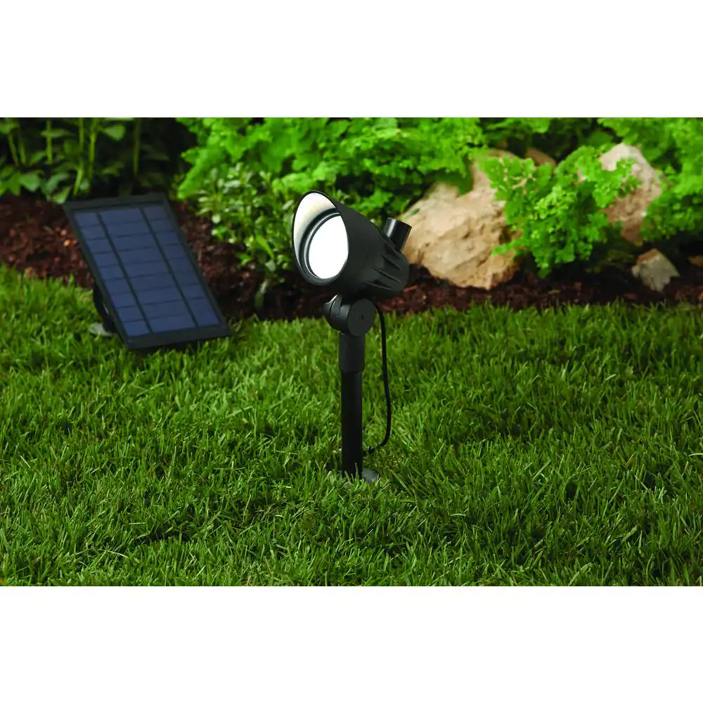 Hampton Bay 50 Lumen Black LED Outdoor Solar Metal Spotlight