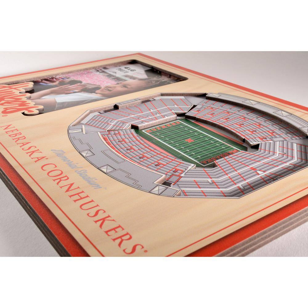 YouTheFan NCAA Nebraska Cornhuskers Team Colored 3D StadiumView with 4 in. x 6 in. Picture Frame