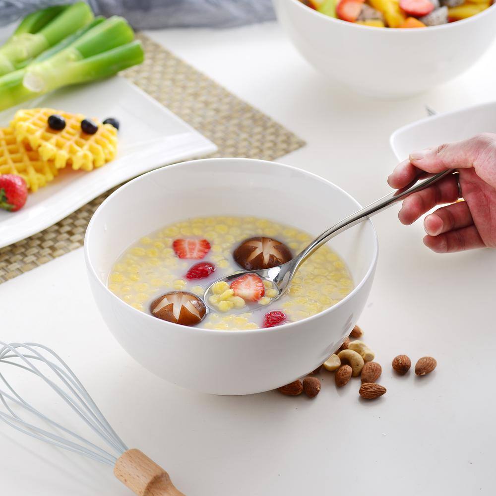 MALACASA 64 oz. White Porcelain Large Bowls Cereal Soup Bowls Ramen Bowls Serving Bowls Set for Pasta and Salad (Set of 3 )