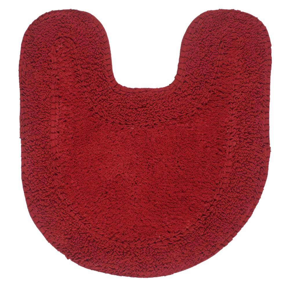 None Double Ruffle Collection 20 in. x 20 in. Red Cotton Contour Bath Rug