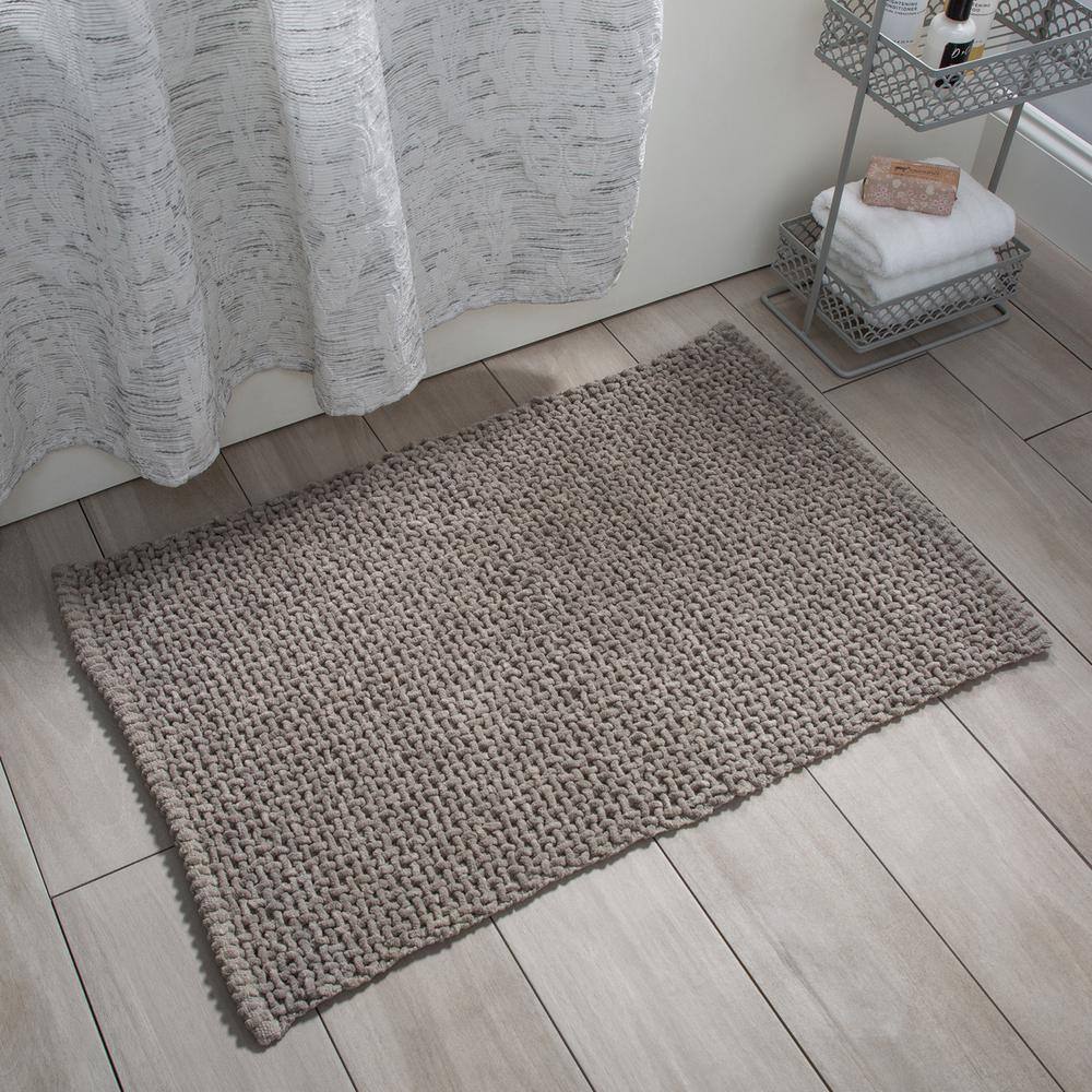 None Interlink Bath Mat 20 in. x 32 in. Poly Cotton Gray
