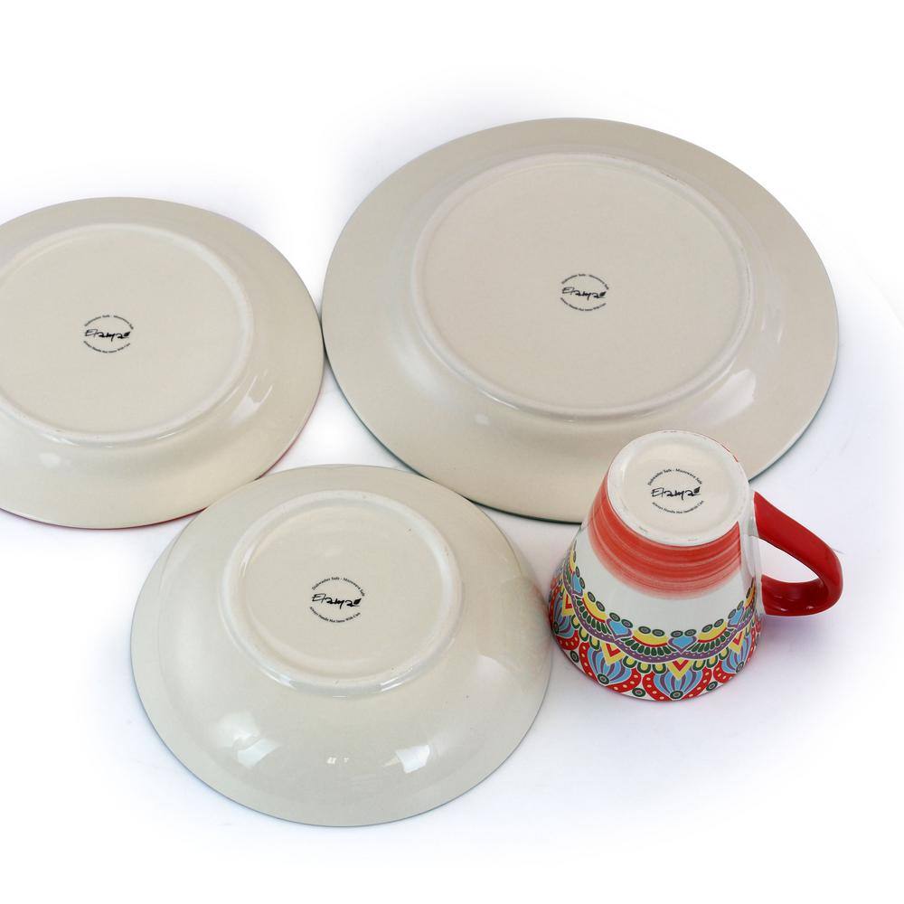 Elama Zen 16-Piece Casual Red Stoneware Dinnerware Set (Service for 4)