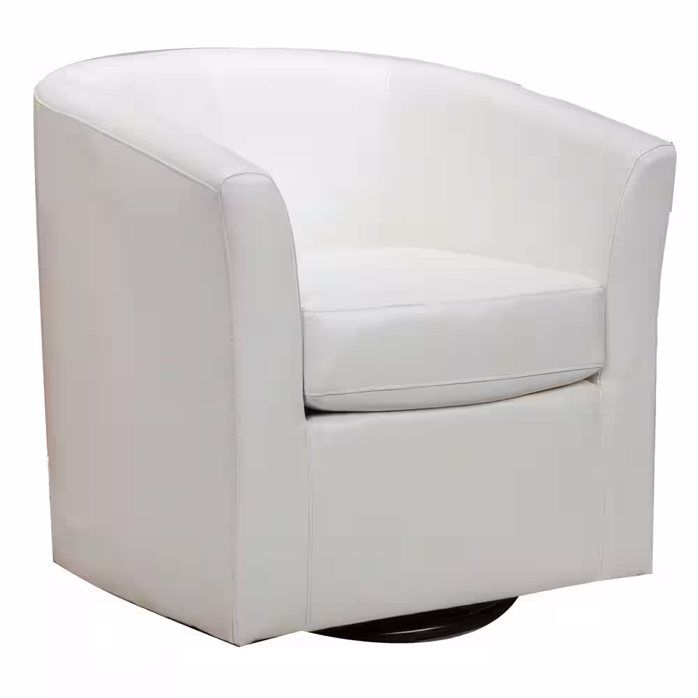 Noble House Nylah Ivory PU Swivel Club Chair