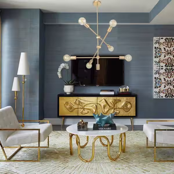 YANSUN 6-Light Gold Sputnik Chandelier, Modern Pendant Lighting Ceiling Light Fixture