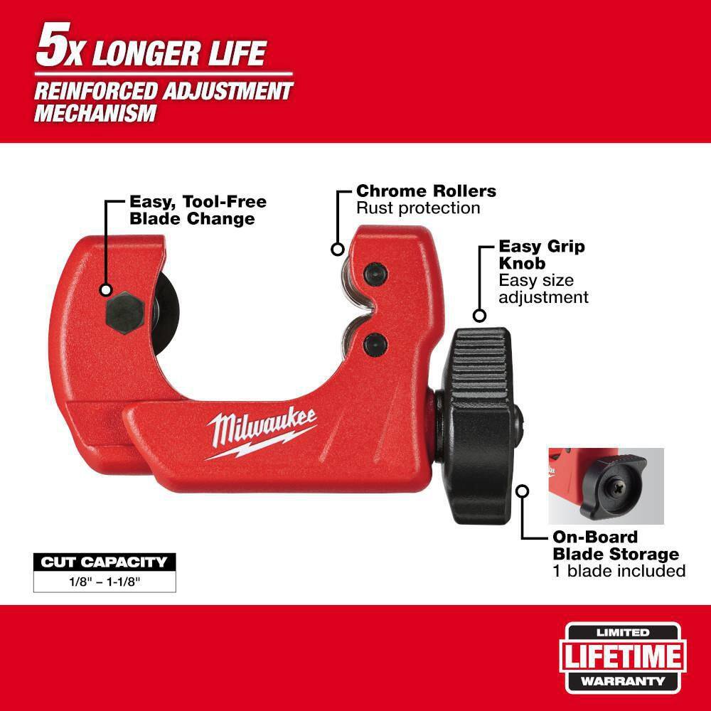Milwaukee 1 in. Mini Copper Tubing Cutter and 1-5/8 in. Ratcheting Pipe Cutter