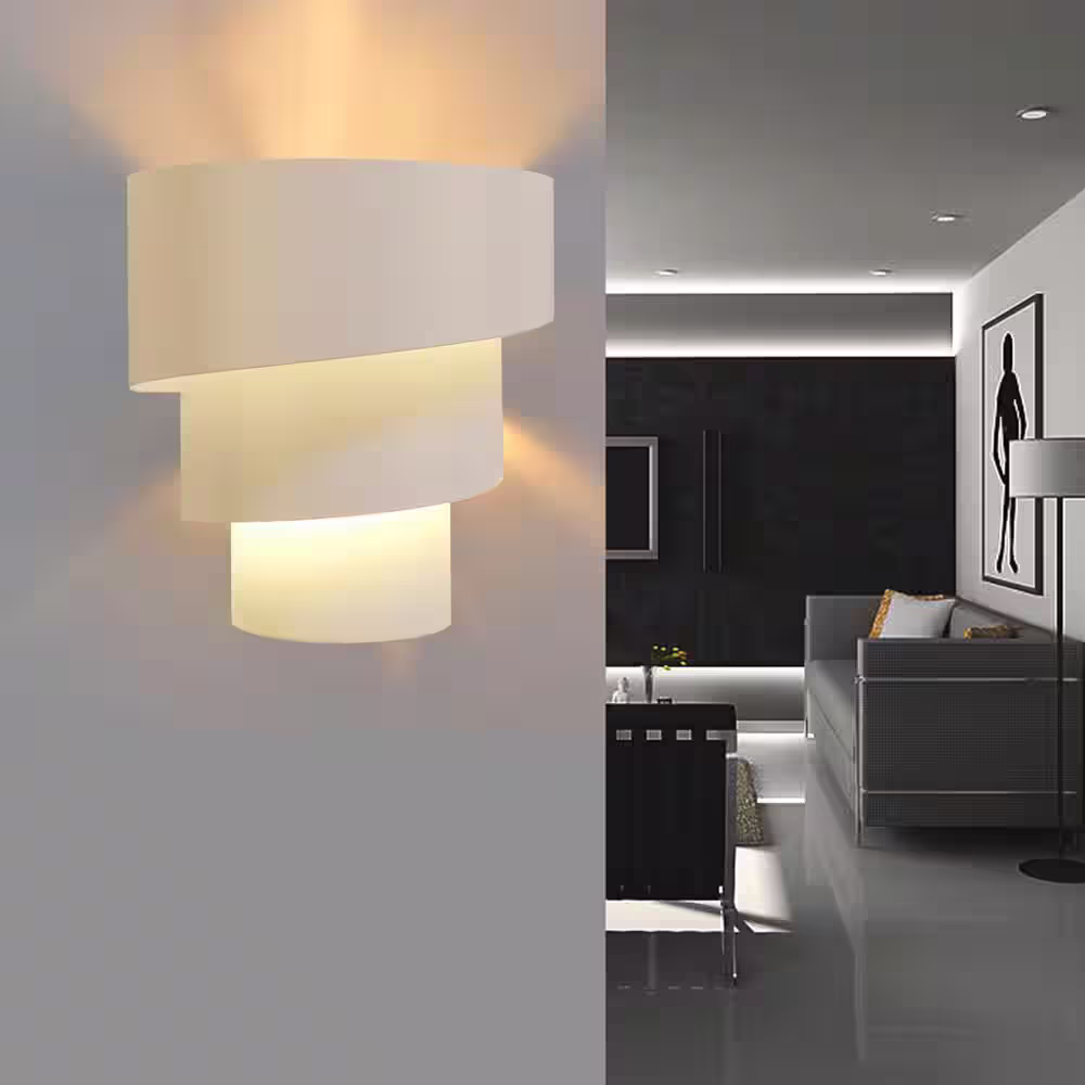 None 1-Light White Indoor Spiral Wall Sconce Iron Decorative Wall Lamp for Bedroom Aisle Staircase Balcony