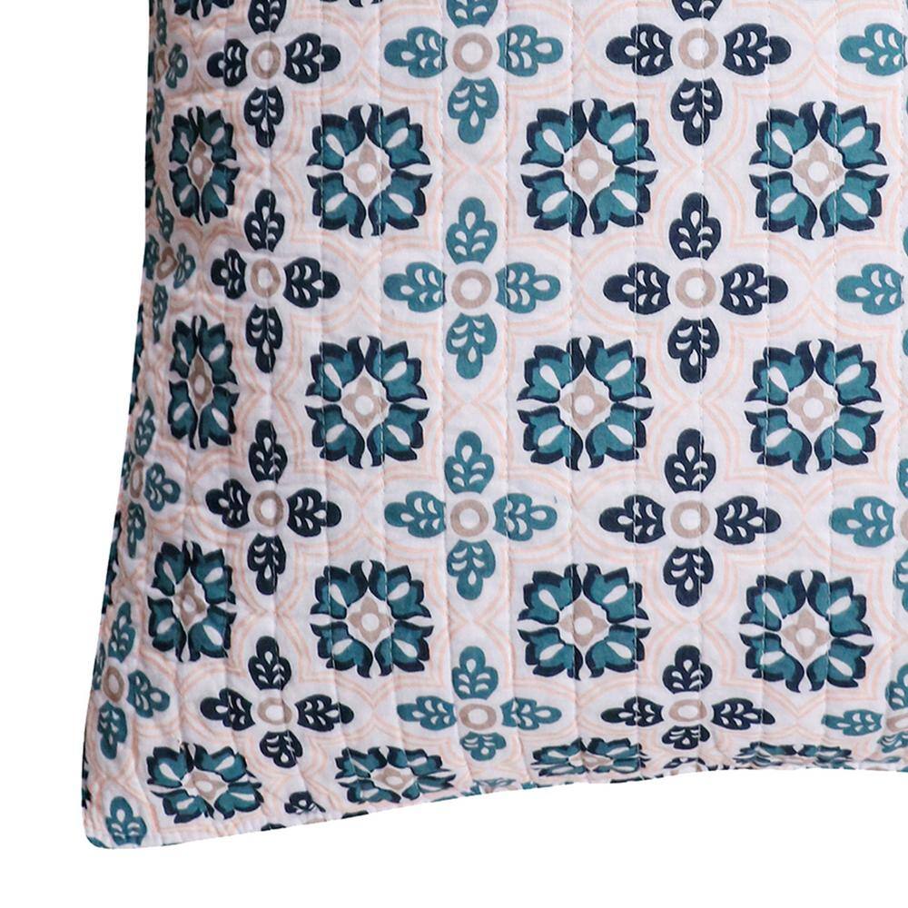 None Addie Multicolor Medallion Quilted Cotton Euro Sham -Set of 2