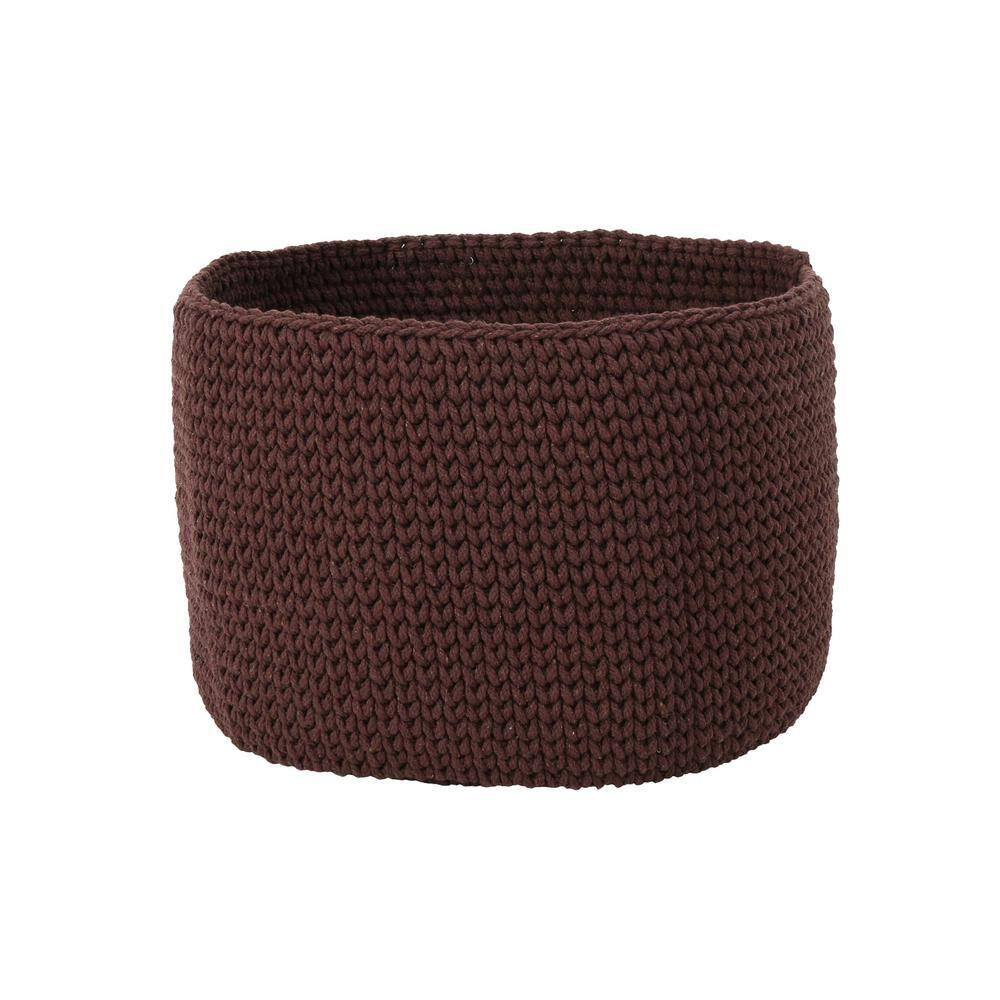 Noble House Derry Round Knitted Cotton Thread Sundries Basket, Coffee