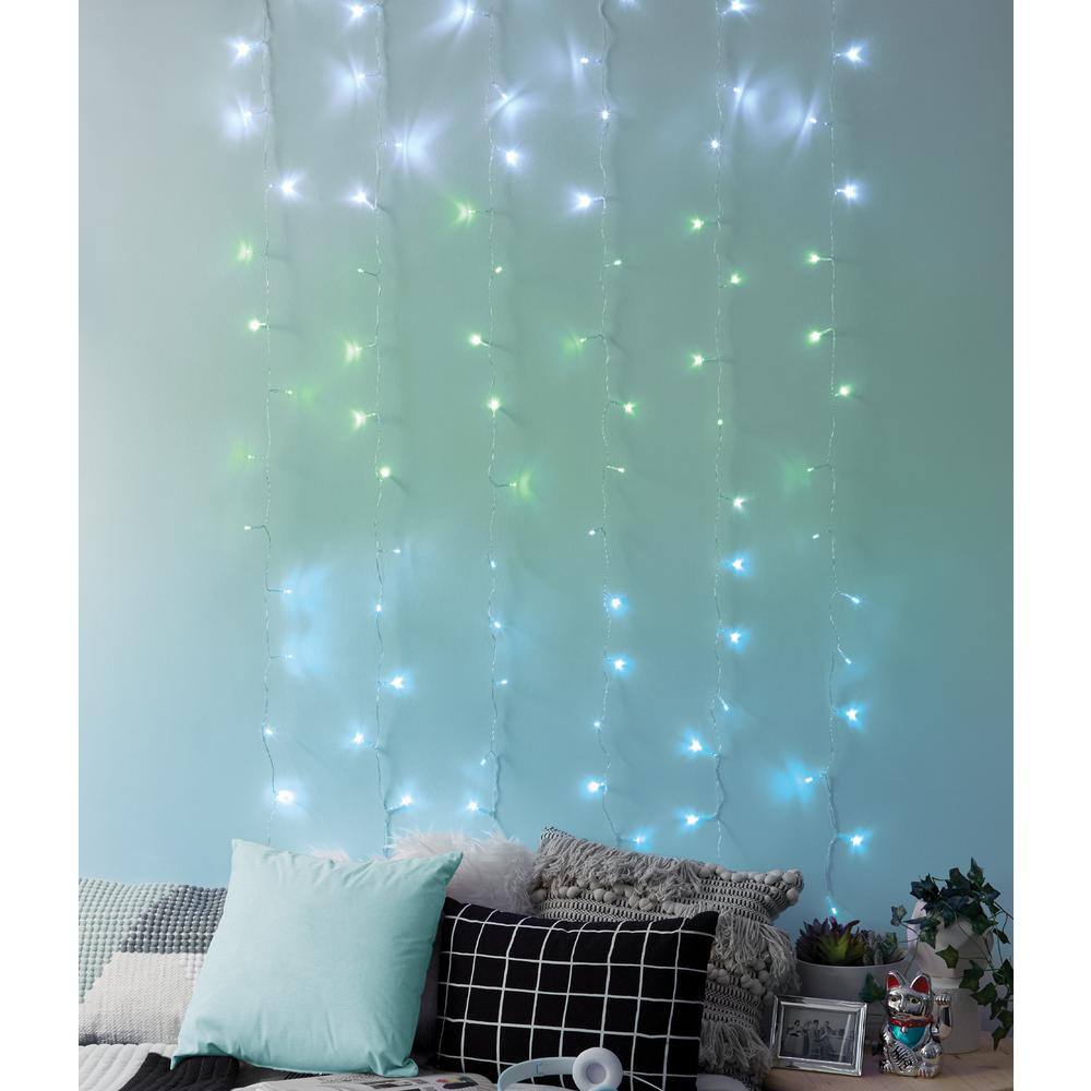 None 112 Mint Ombre Light 4.2 ft. x 5 ft. Indoor Battery Operated Integrated LED Curtain Lights with Remote Control