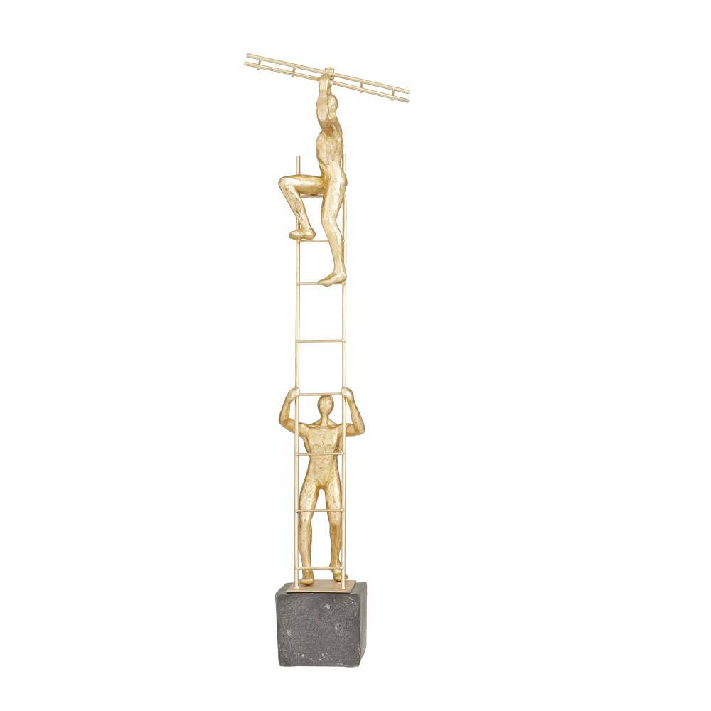 Litton Lane Gold Polystone People Sculpture with Ladder