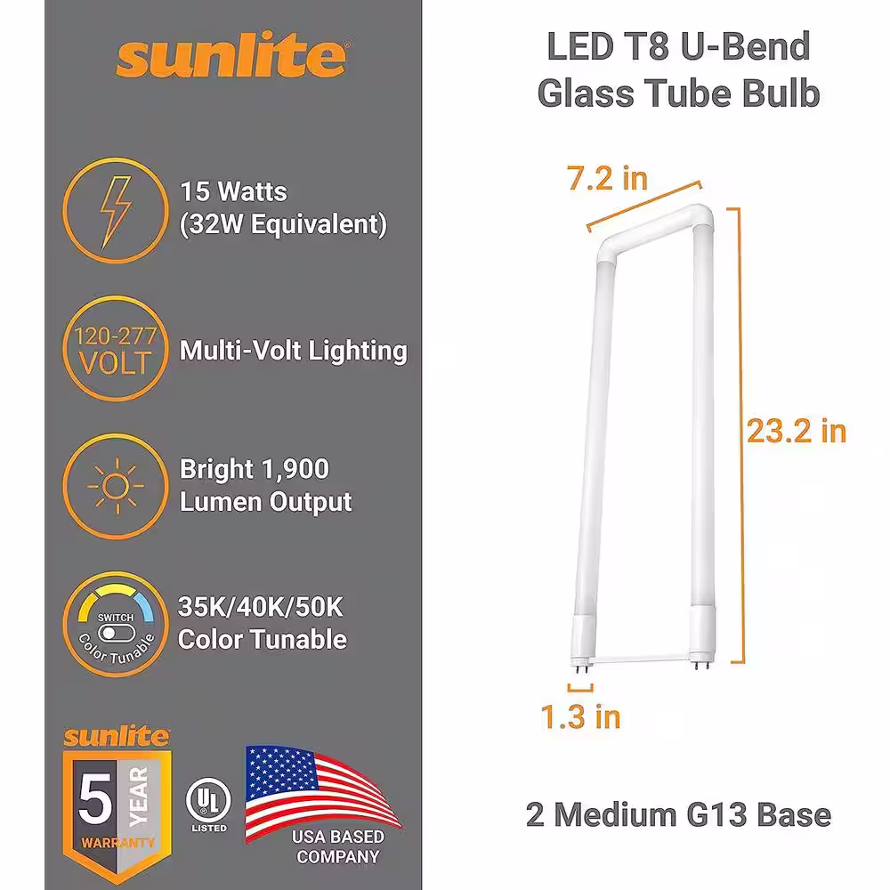 None 32-Watt Equivalent 23 in. T8 Linear Bulb Shape LED Dual End Hybrid Light Bulb CCT Tunable 3500K, 4000K, 5000K (12-Pack)