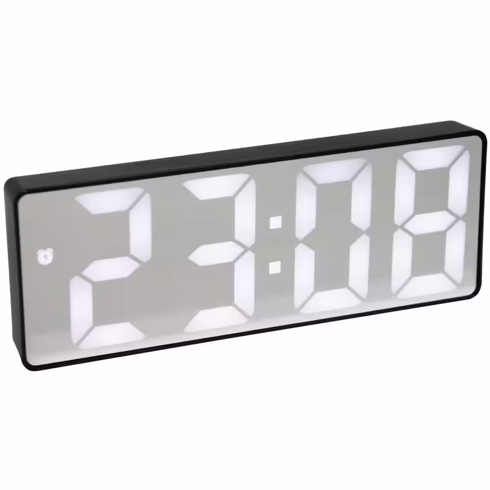 Infinity Instruments Black Digital Tabletop Clock - 6.25 in. W x 2.25 in. H