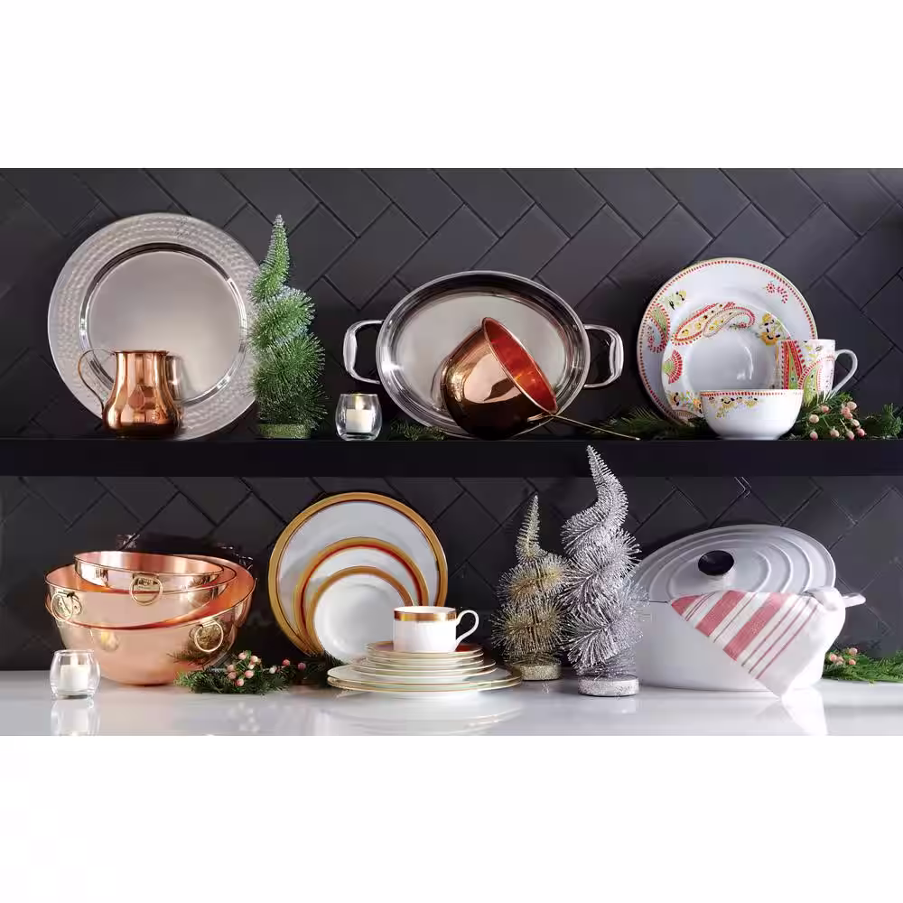 Old Dutch 13 in. Stainless Steel Hammered Charger Plates (Set of 6)