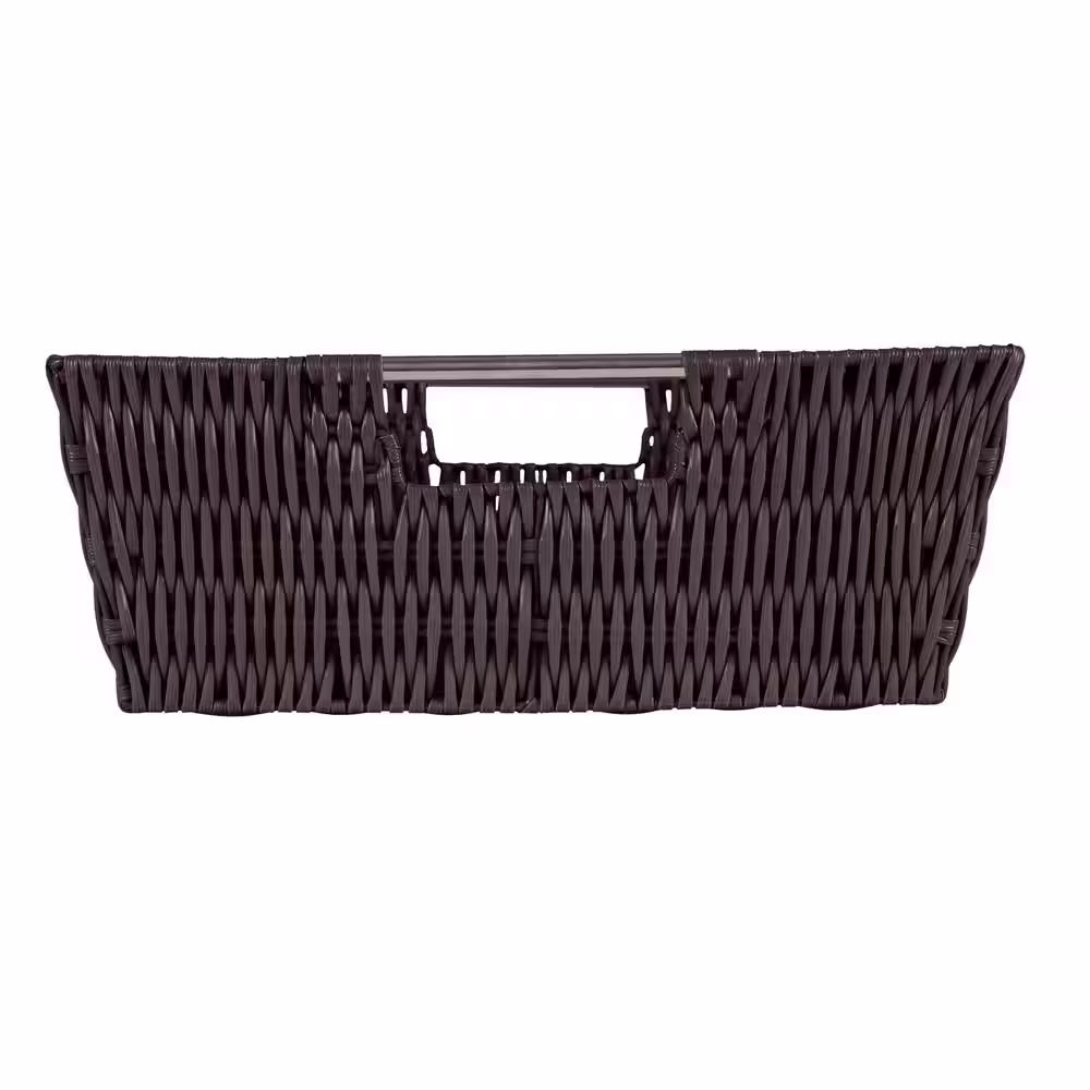 SIMPLIFY 5 in. x 13 in. Brown Shelf Storage Rattan Tote Basket