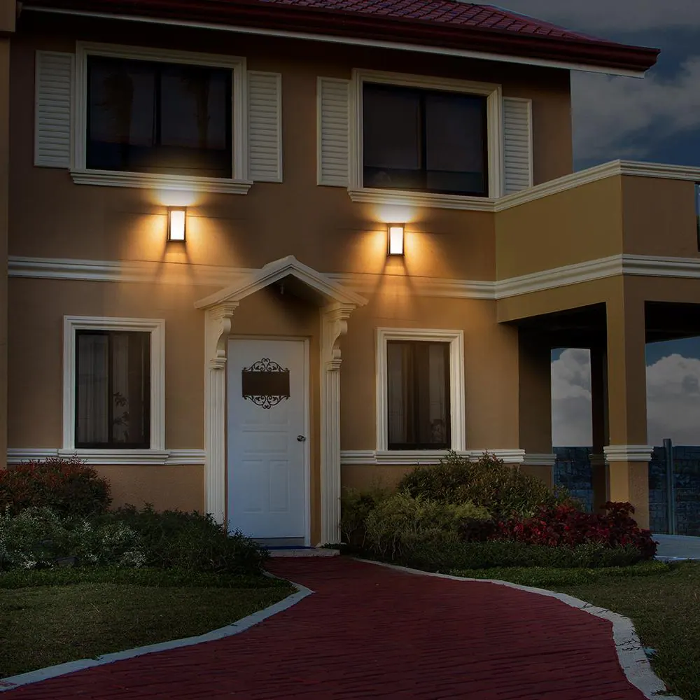 LUTEC 1-Light Black Integrated LED Outdoor Wall Lantern Sconce with Dusk to Dawn Feature