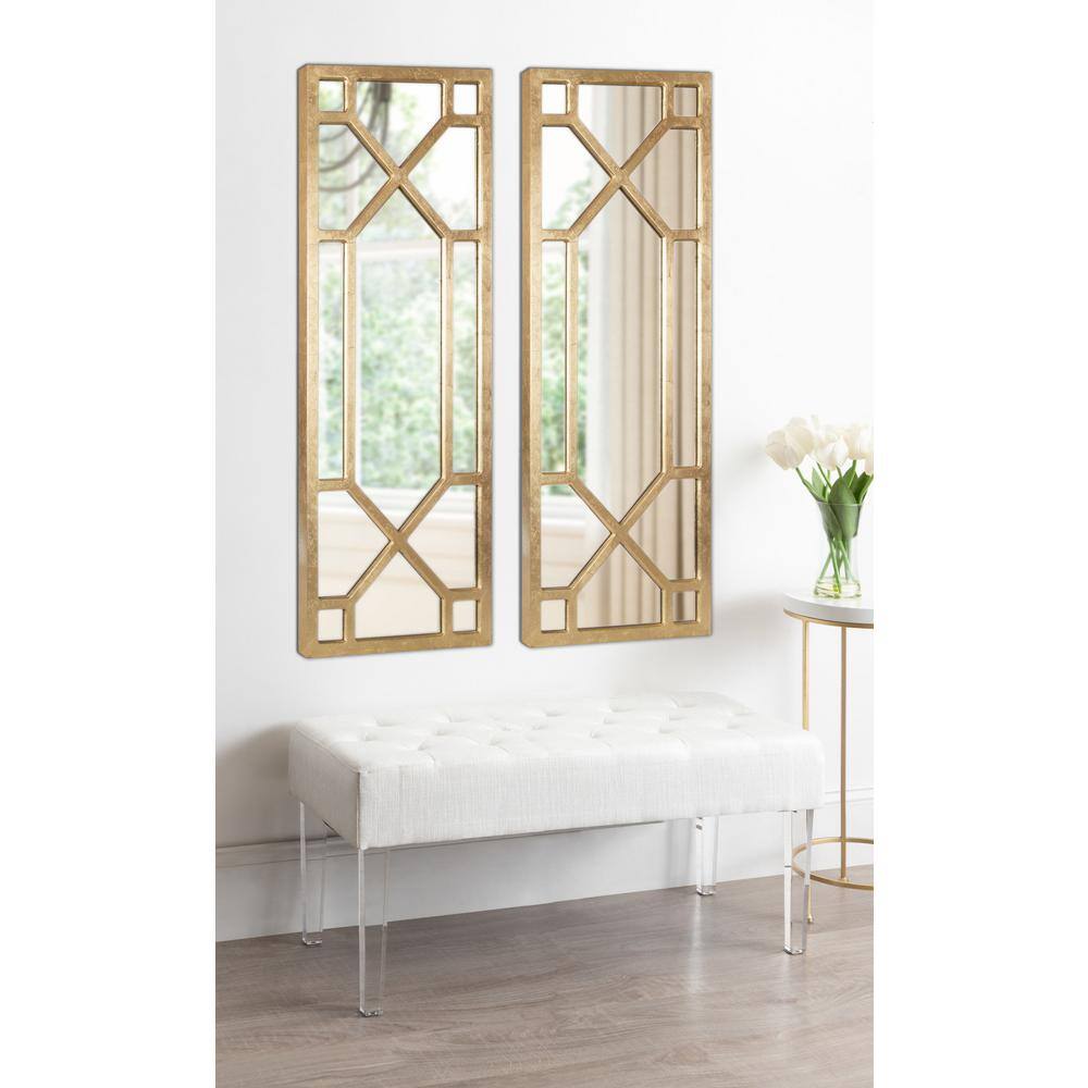 Kate and Laurel Vanderford 47.26 in. x 18 in. Classic Rectangle Framed Gold Wall Accent Mirror