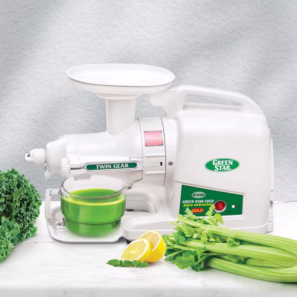 Tribest Greenstar Gold Twin Gear 24 fl. oz. White Cold Press Juicer