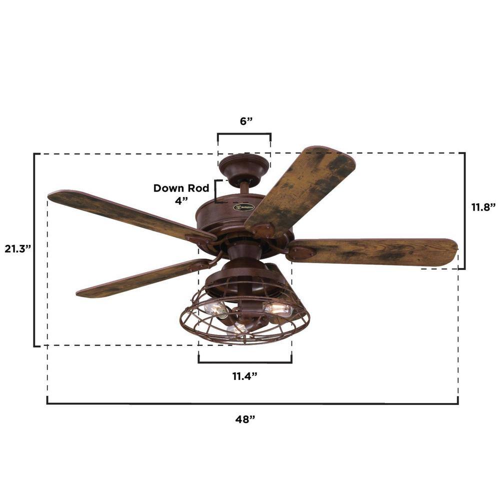 Westinghouse Barnett 48 in. LED Barnwood Smart Ceiling Fan with Light Kit and Remote Control