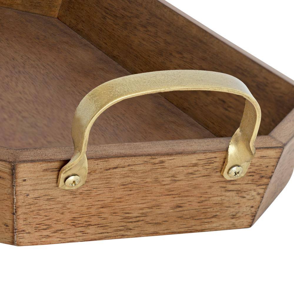 Kate and Laurel Atchison 21 in. x 12 in. Brown Octagon Decorative Tray
