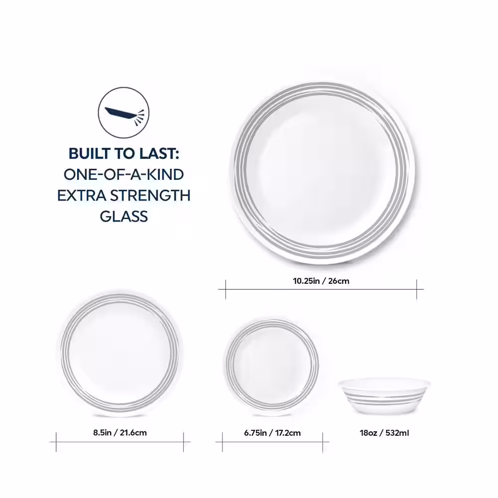 Corelle 16-piece Brushed Silver Glass Dinnerware Set (Service for 4)