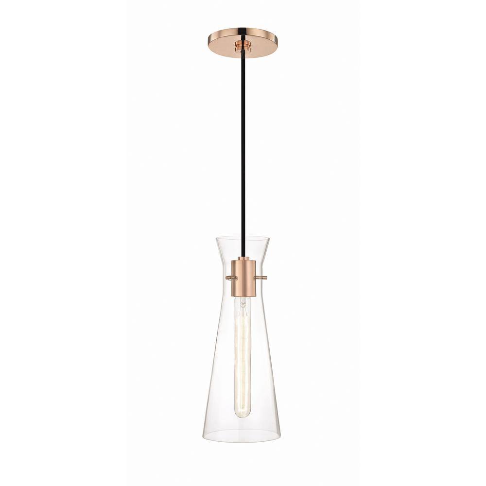 MITZI HUDSON VALLEY LIGHTING Anya 1-Light Polished Copper Pendant with Clear Glass