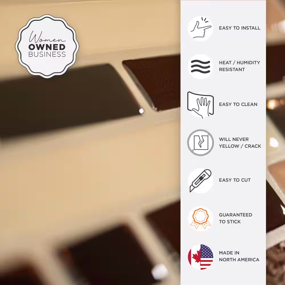 smart tiles Bellagio Keystone Brown 10.06 in. x 10 in. Vinyl Peel and Stick Tile (2.35 sq. ft. / 4-pack)