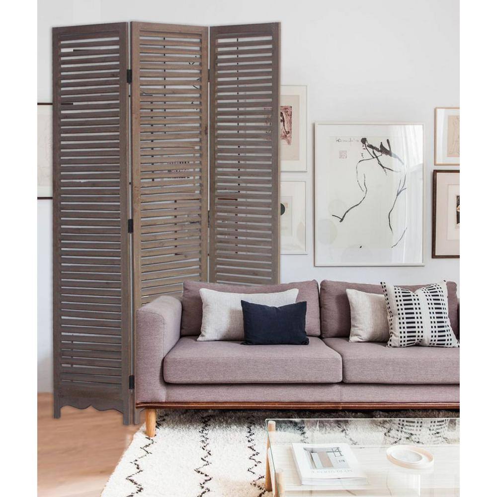 Screen Gems Tuscan 6 ft. Brown 3-Panel Room Divider