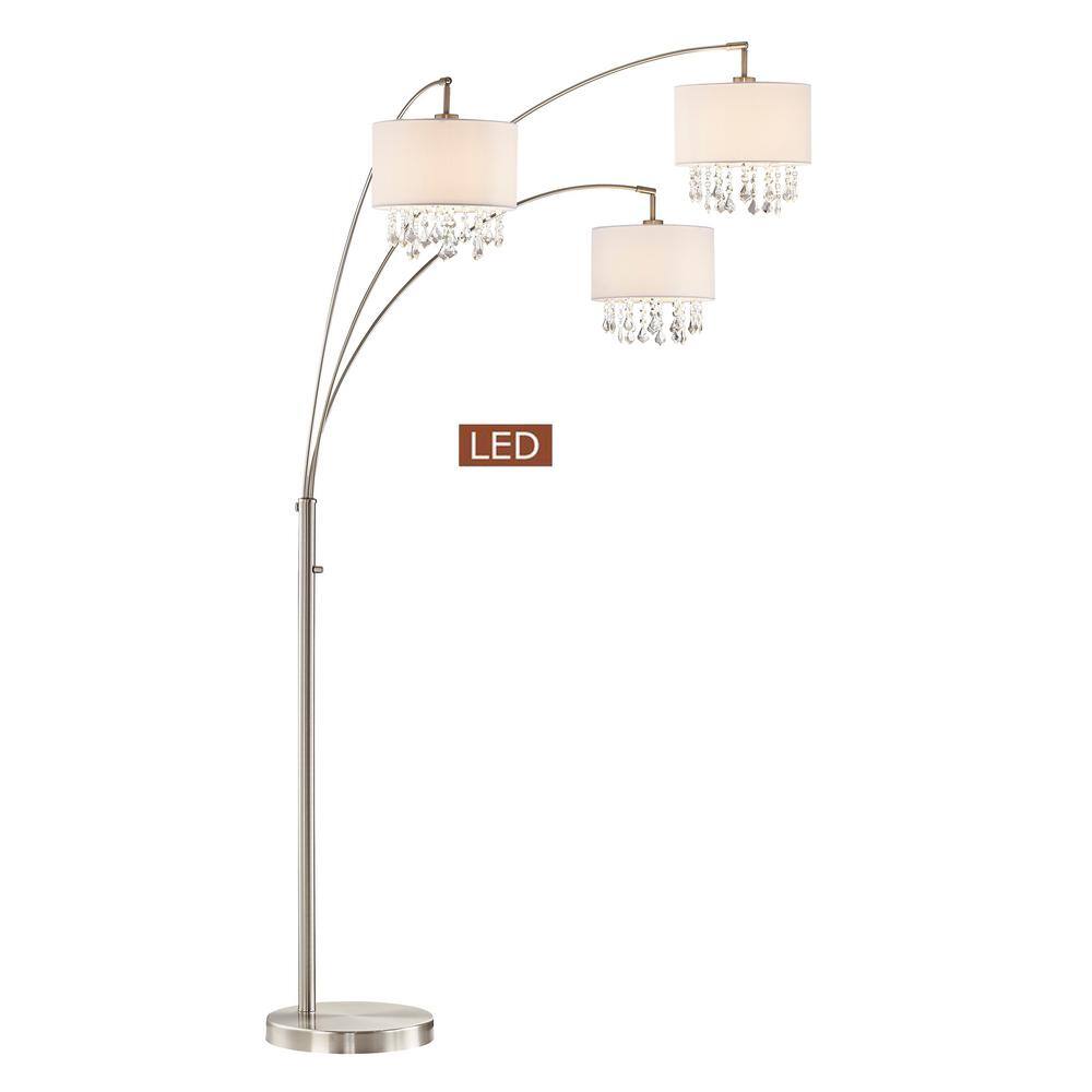 ARTIVA Lumiere IV 80 in. LED Crystal Arc Satin Nickel Floor Lamp/Dimmer