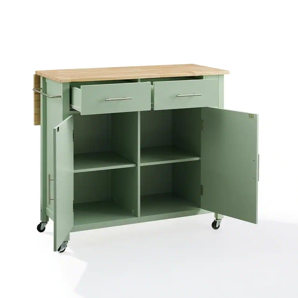 CROSLEY FURNITURE Savannah Mint Kitchen Cart with Drop Leaf