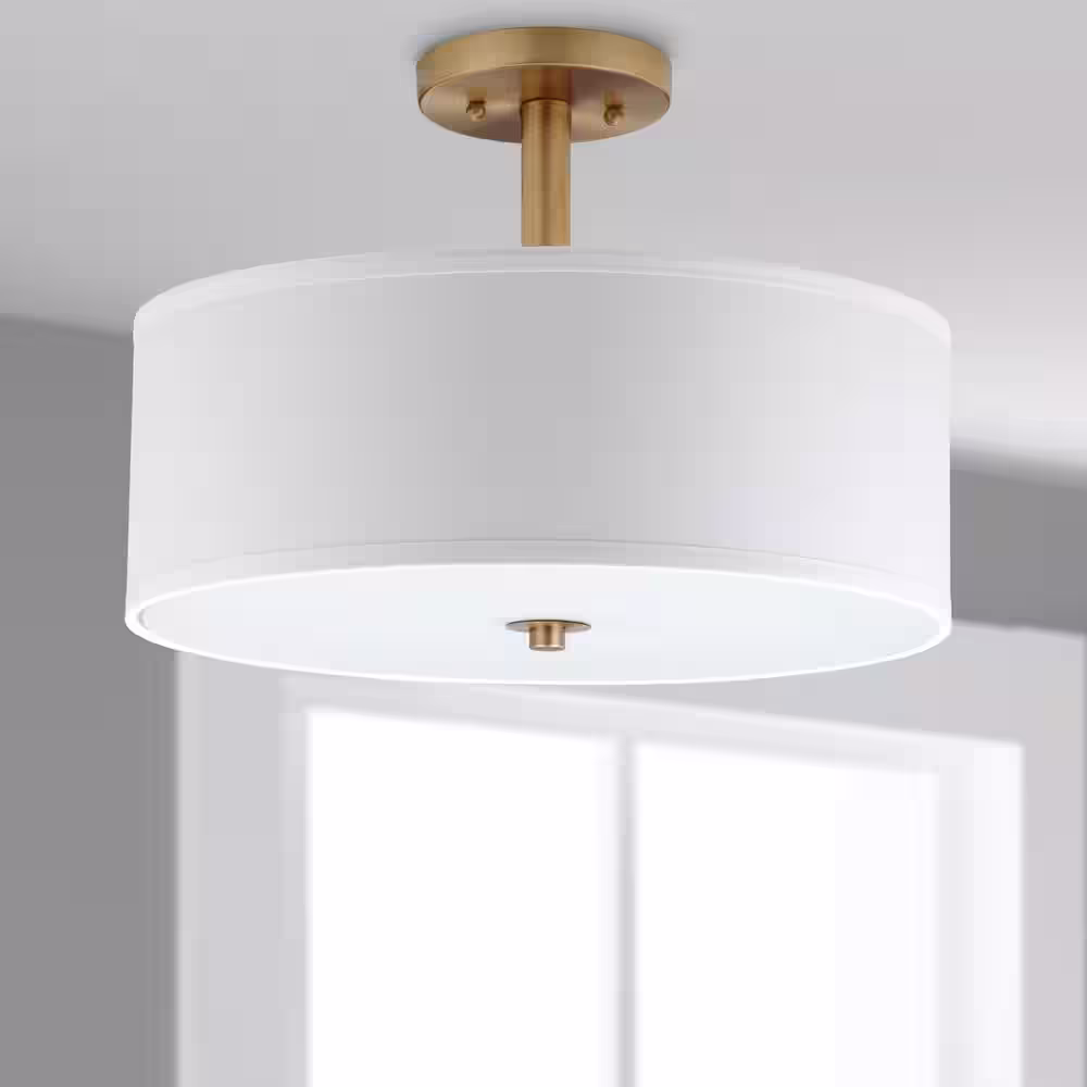 SAFAVIEH Clara 16 in. 3-Light Gold Semi-Flush Mount Light