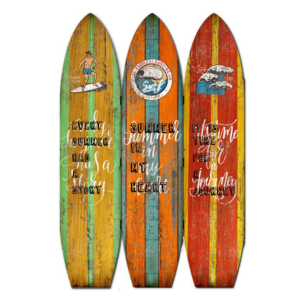 None SG-330 Endless Summer Screen 5.8 ft. Multi-color 3-Panel Room Divider