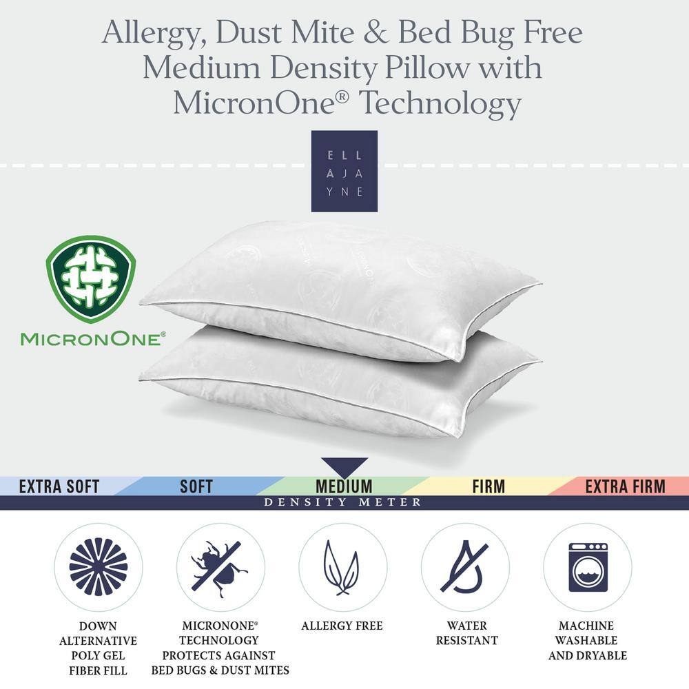 ELLA JAYNE MicronOne Allergen Free Gel Fiber Queen Size Pillow Set of 2
