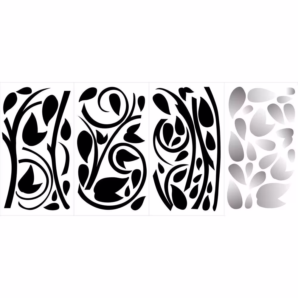 RoomMates Scroll Branch Foil Leaves Peel and Stick Wall Decal