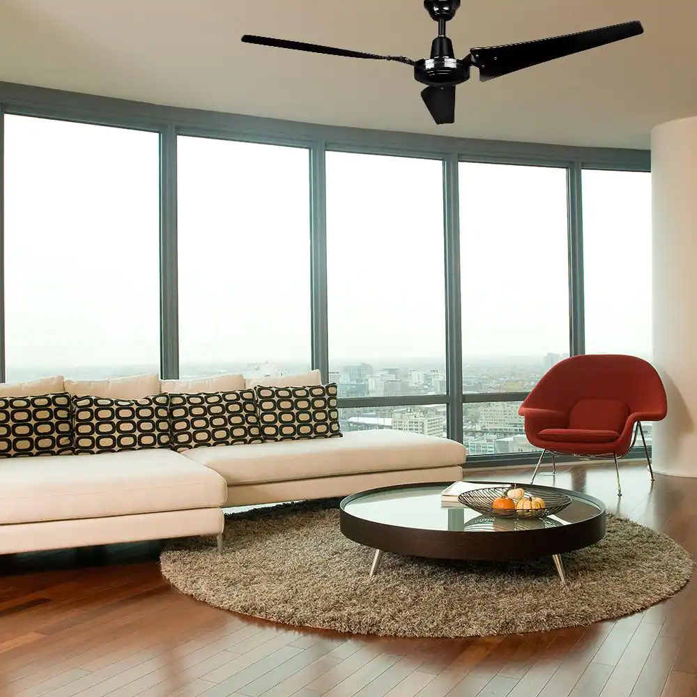 Hampton Bay Industrial 60 in. Indoor/Outdoor Black Ceiling Fan with Wall Control, Downrod and Powerful Reversible Motor