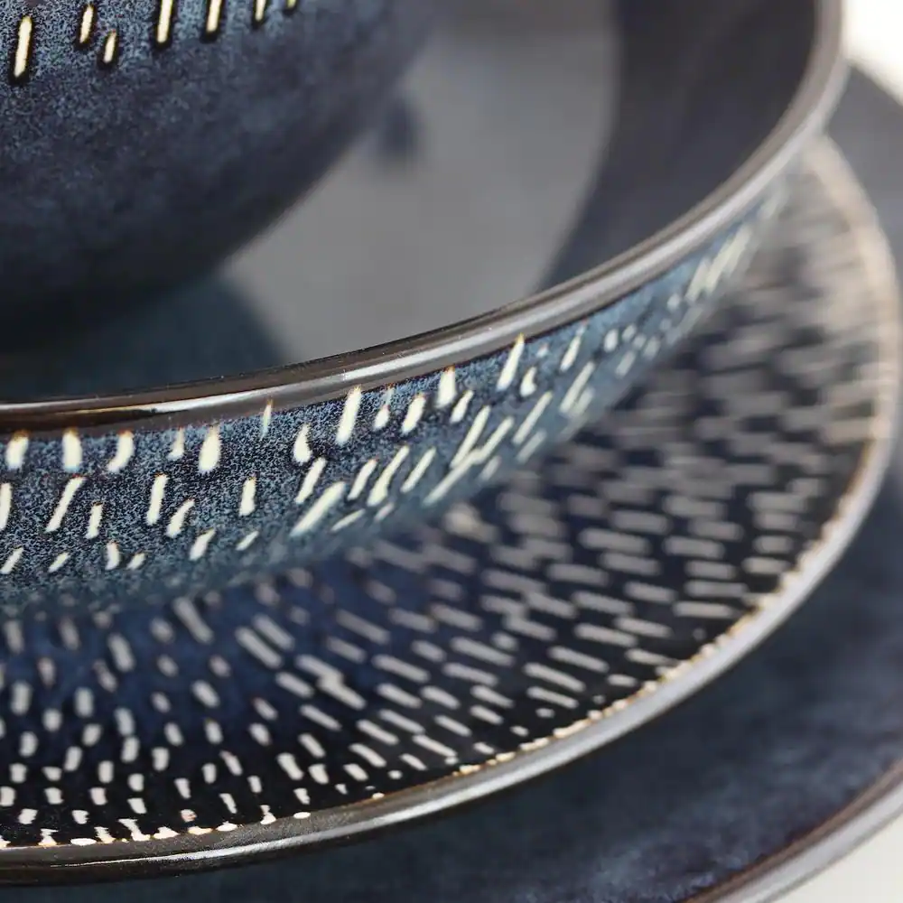 GIBSON elite Matisse 16-Piece Contemporary Cobalt Earthenware Dinnerware Set (Service for 4)