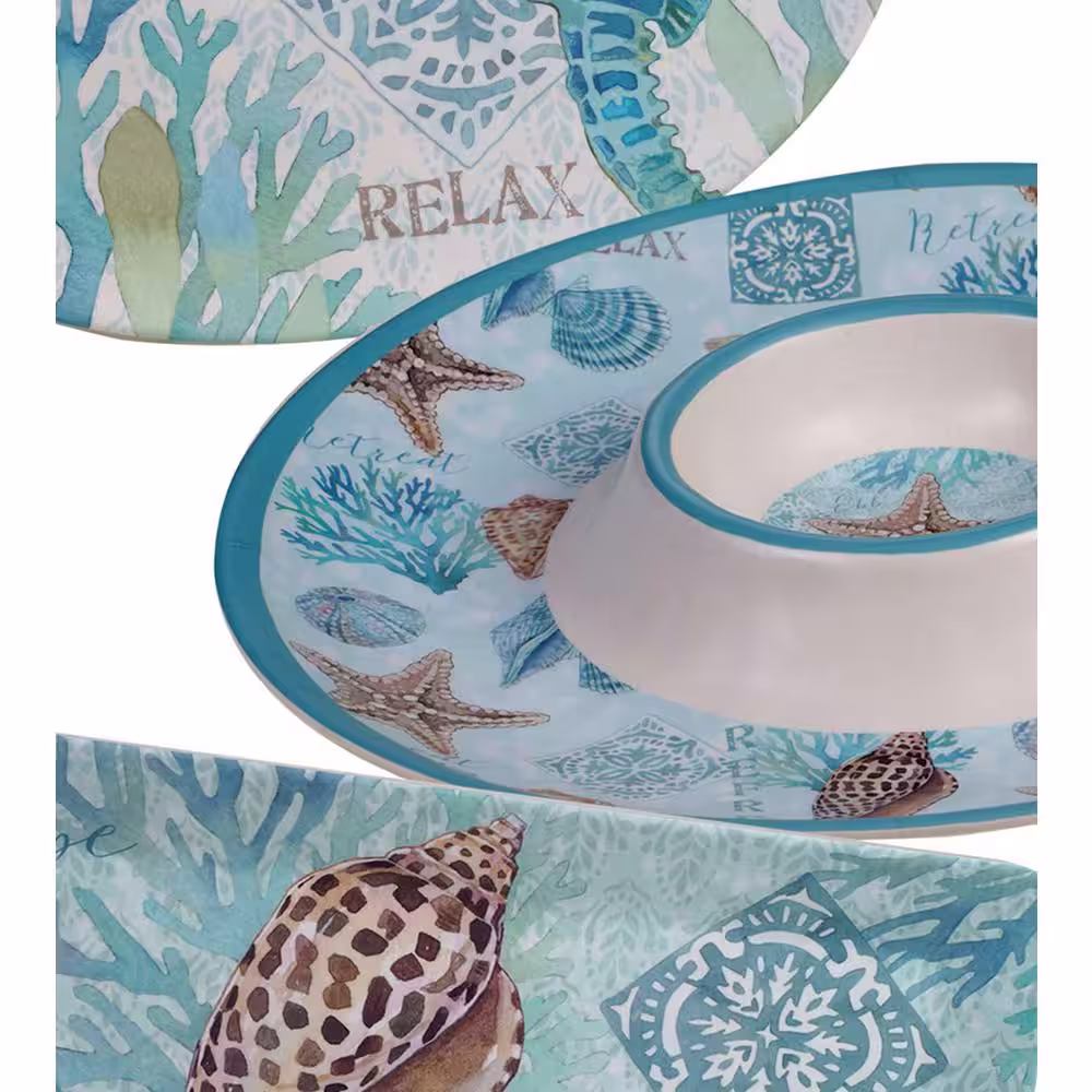 Certified International Beachcomber 12-Piece Seasonal Multicolored Bamboo Fiber Dinnerware Set (Service for 4)