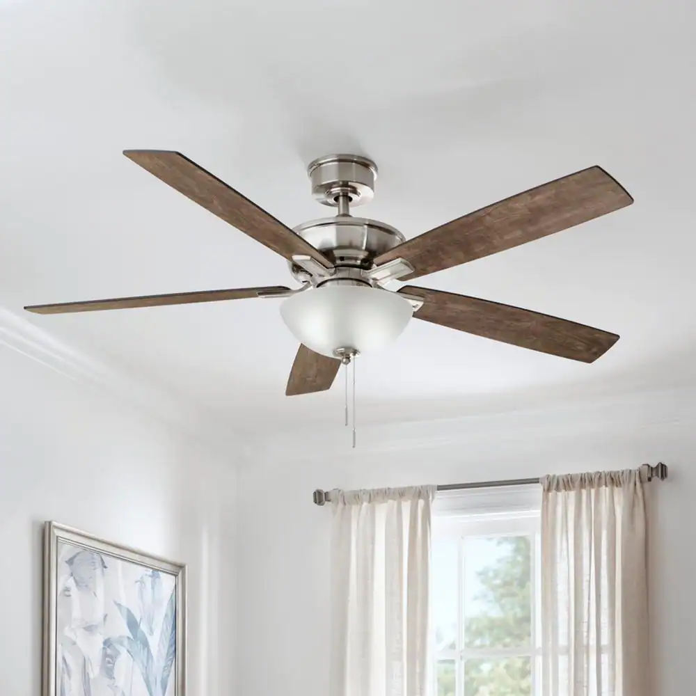 Hampton Bay Blakeford 60 in LED Brushed Nickel DC Motor Ceiling Fan with Light