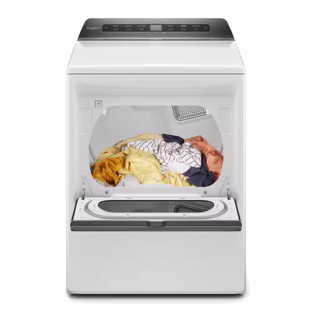 Whirlpool 7.4 cu. ft. 120-Volt Smart White Gas Vented Dryer with Hamper Door and Wrinkle Shield Technology