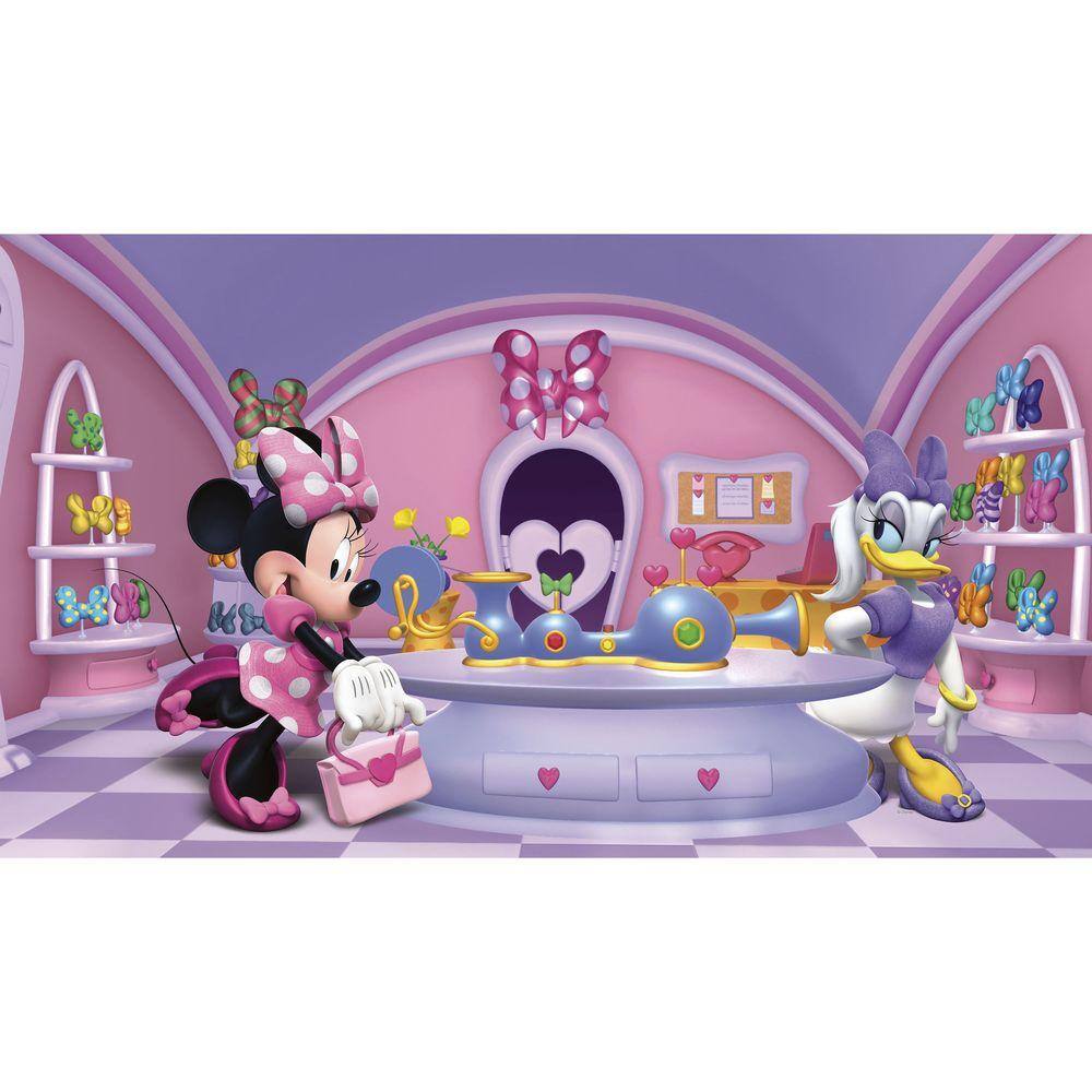 RoomMates 72 in. x 126 in. Minnie Fashionista Chair Rail Prepasted Wall Mural