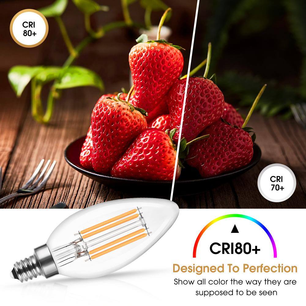 YANSUN 40-Watt Equivalent B11 Dimmable Edison LED Light Bulb Soft White 2700K (12-Pack)