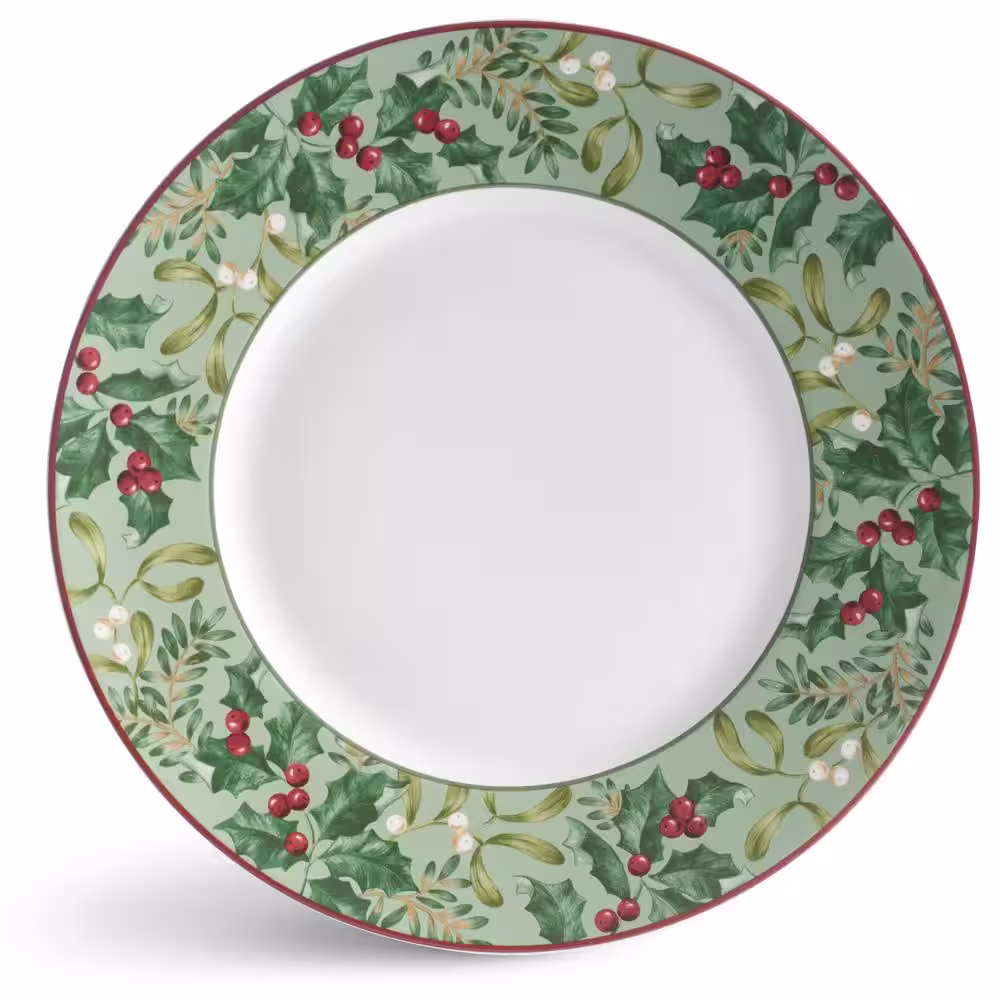222 Fifth 12-Piece Christmas Foliage Green Porcelain Dinnerware Set (Service for 4)
