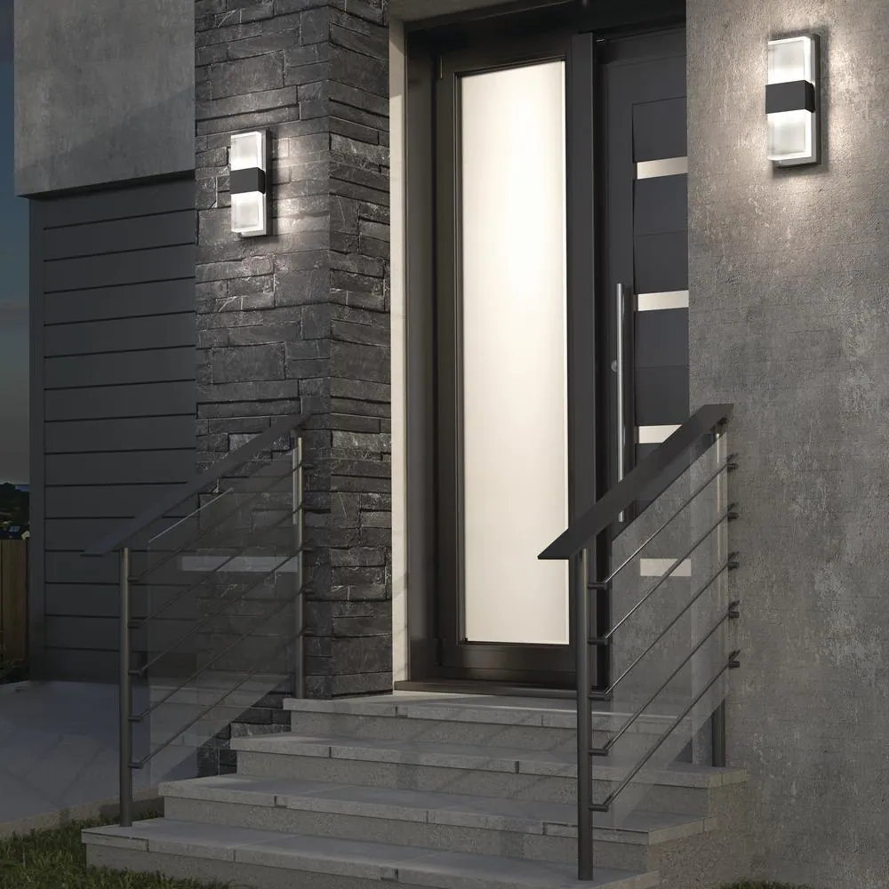 Artika Mazza Black Modern Integrated LED Outdoor Hardwired Garage and Porch Light Lantern Sconce