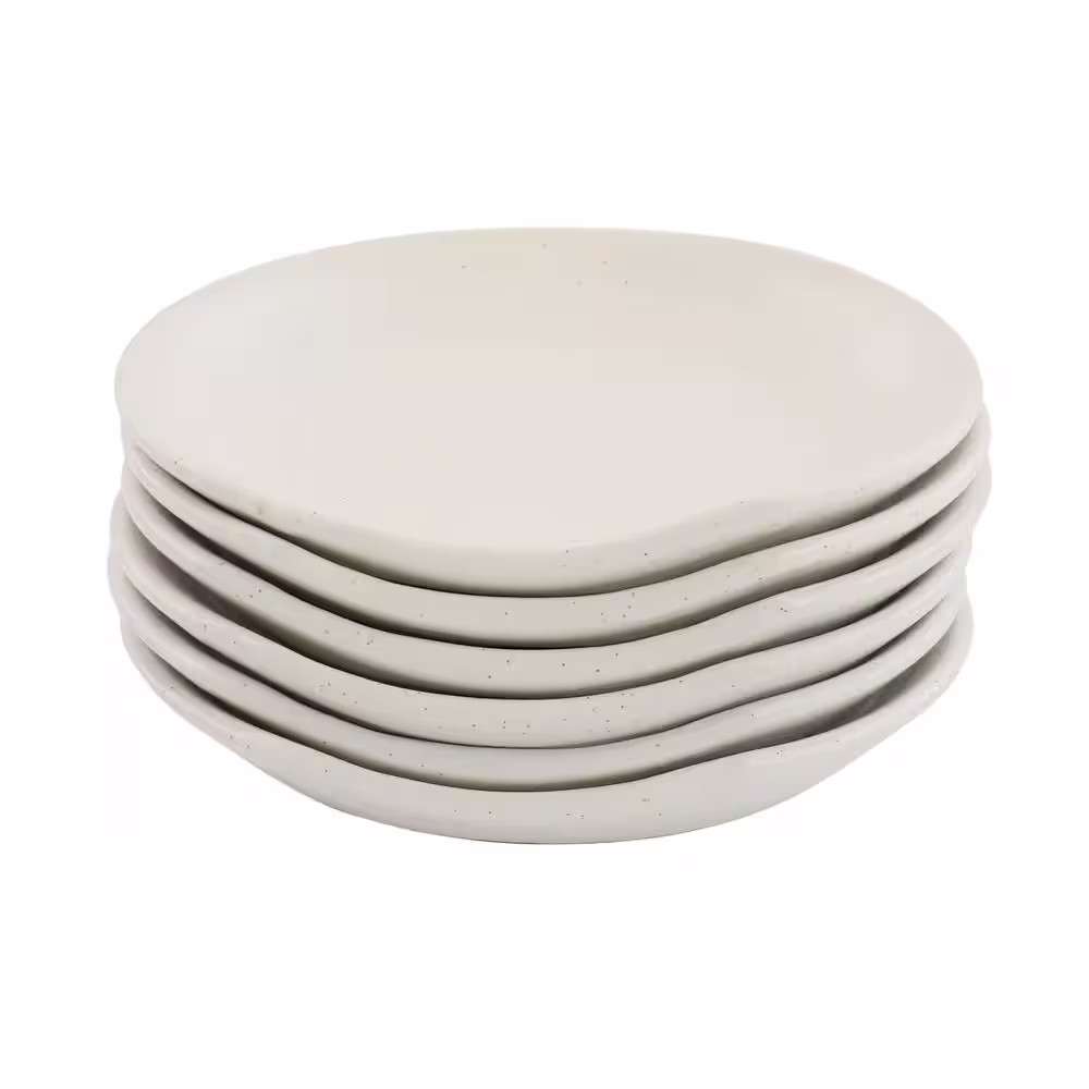None 6-Piece 4.5 in. Stoneware Spoon Rest in White Speckle