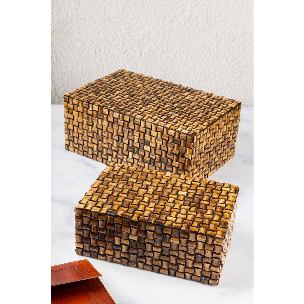 GAURI KOHLI Nomad Brown Decorative Boxes (Set of 2)
