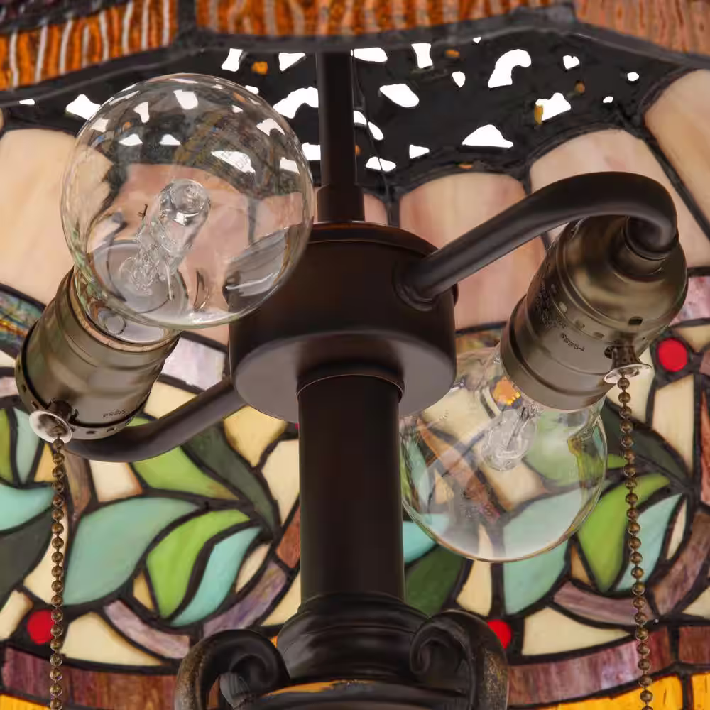 Dale Tiffany 26 in. Aldridge Antique Gold Bronze Finish Table Lamp with Tiffany Art Glass Shade