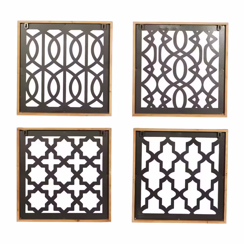 Litton Lane Metal Black Cut-out Geometric Wall Decor (Set of 4)