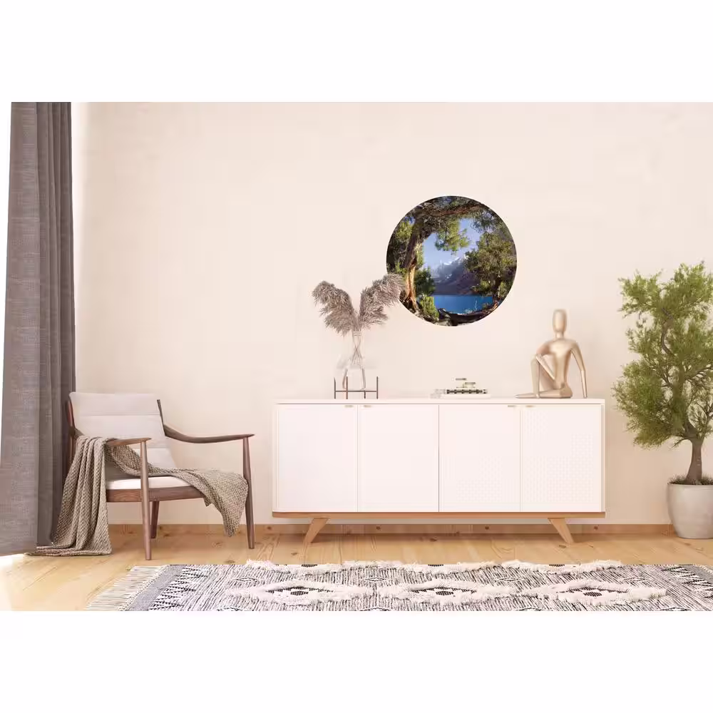 Dundee Deco Falkirk Airdrie Abstract Lake Mountain Range Peel and Stick Circular Wall Mural