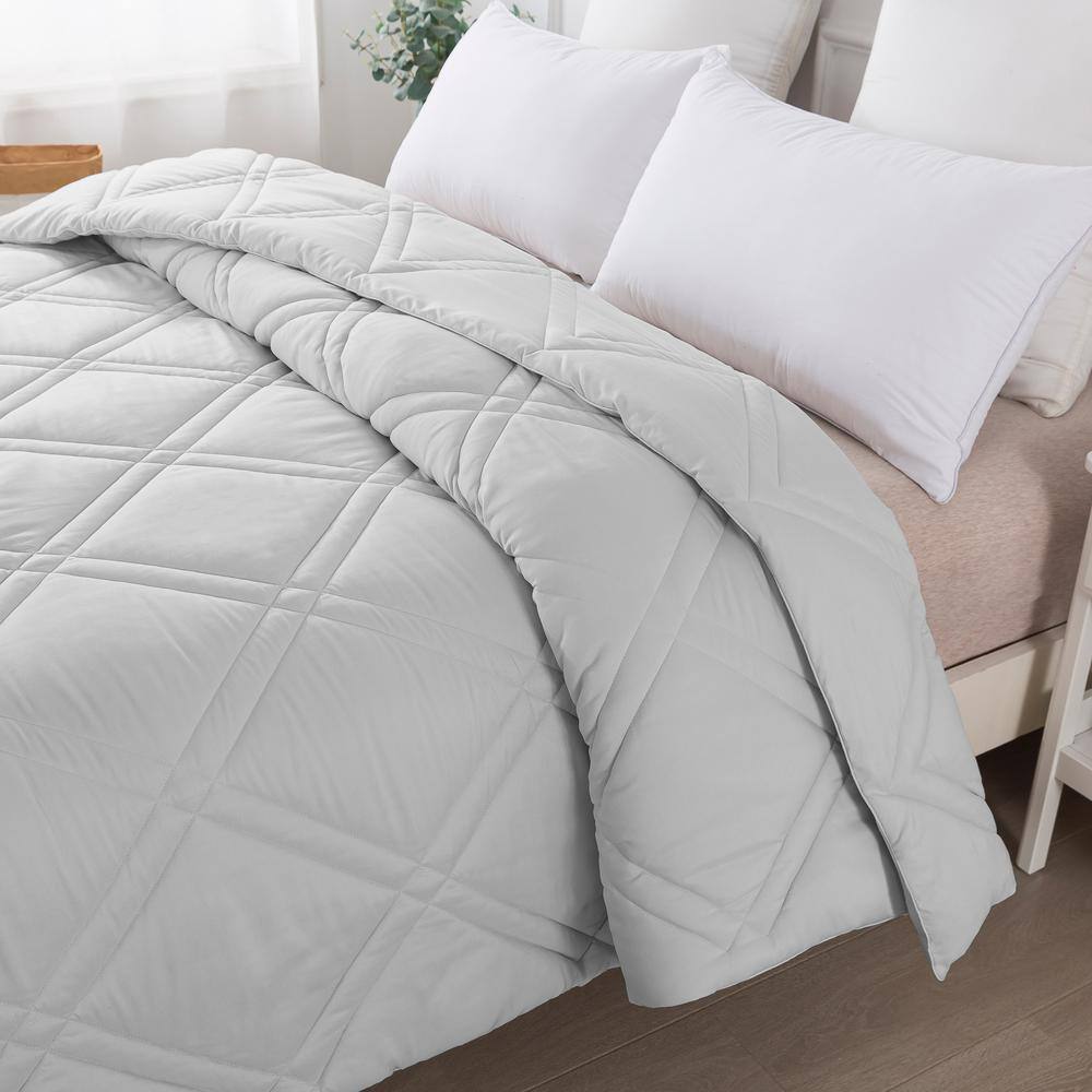 St. James Home Double Diamond All Season Grey King Down Alternative Comforter