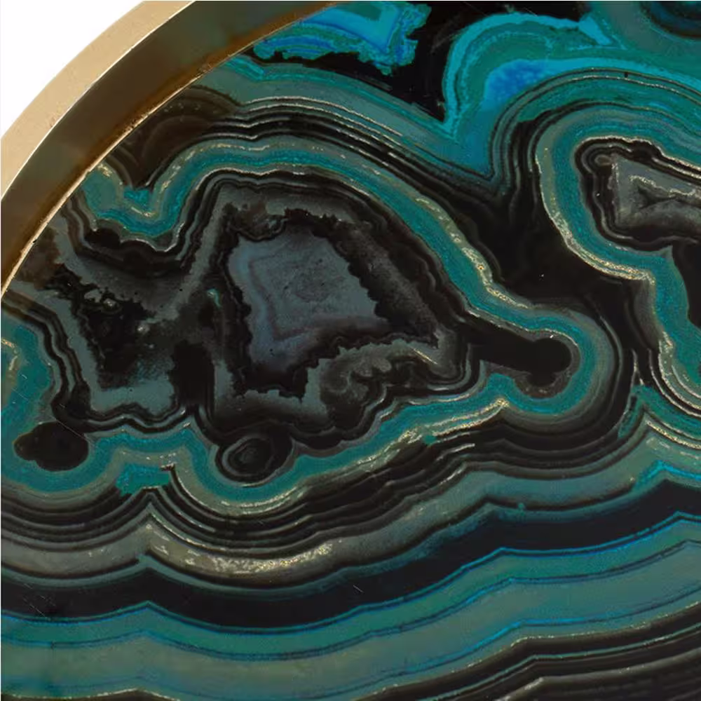 A & B Home Livonia Blue Swirl, Gold Tray