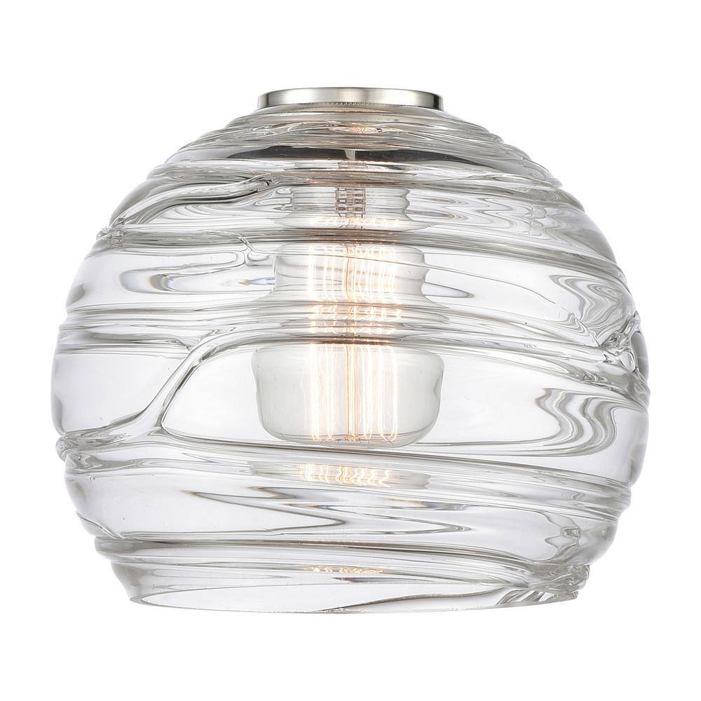 Innovations Athens Deco Swirl 1-Light Brushed Satin Nickel Clear Deco Swirl Shaded Pendant Light with Clear Deco Swirl Glass Shade
